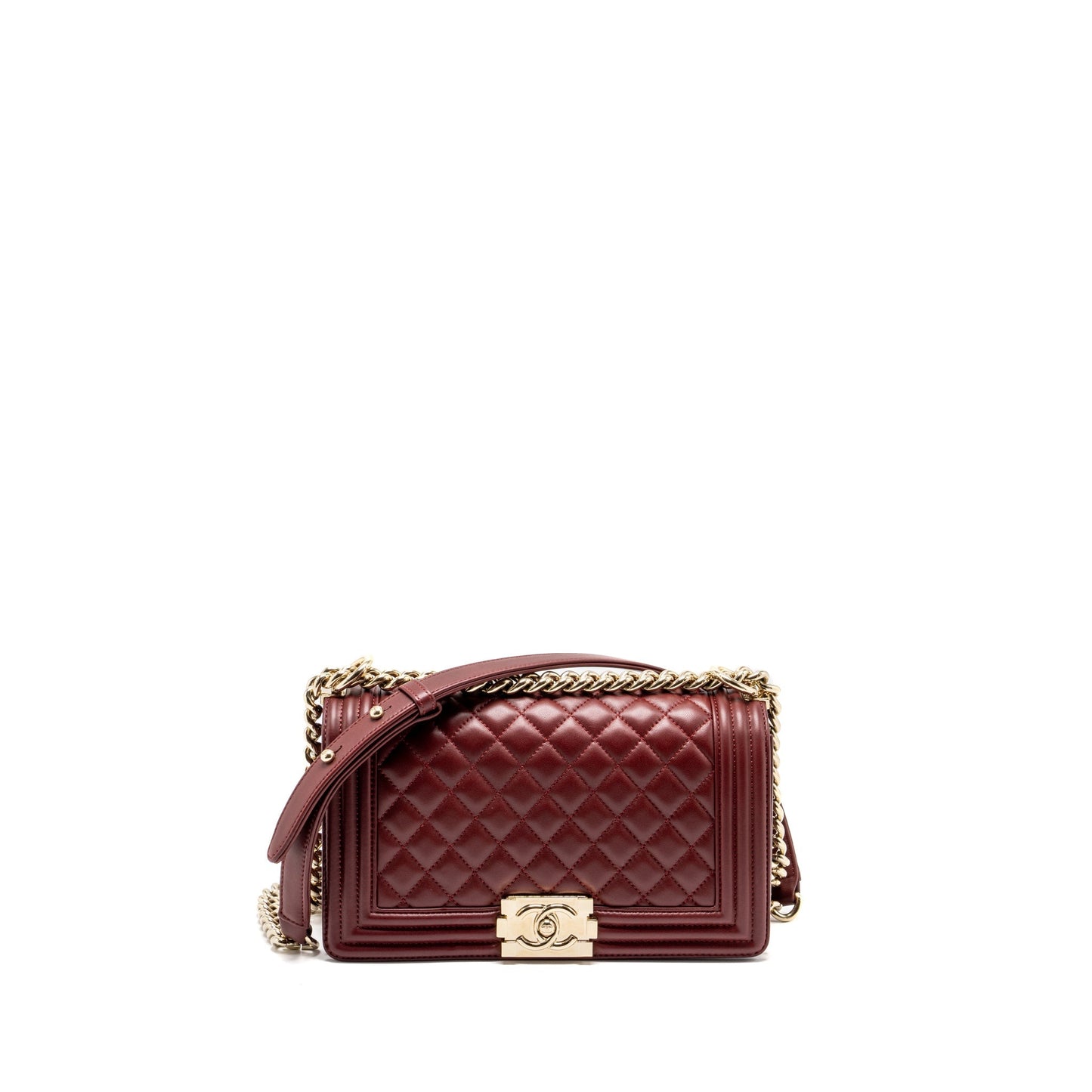 Chanel Medium Boy Bag Lambskin Dark Red L