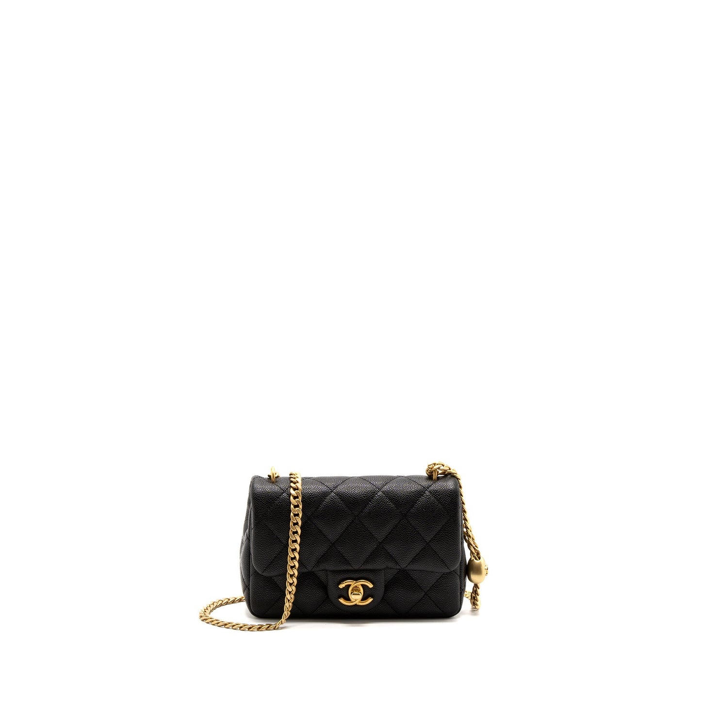 Chanel 23P mini Coco Love Flap Bag Caviar Black Brushed (Microchip)