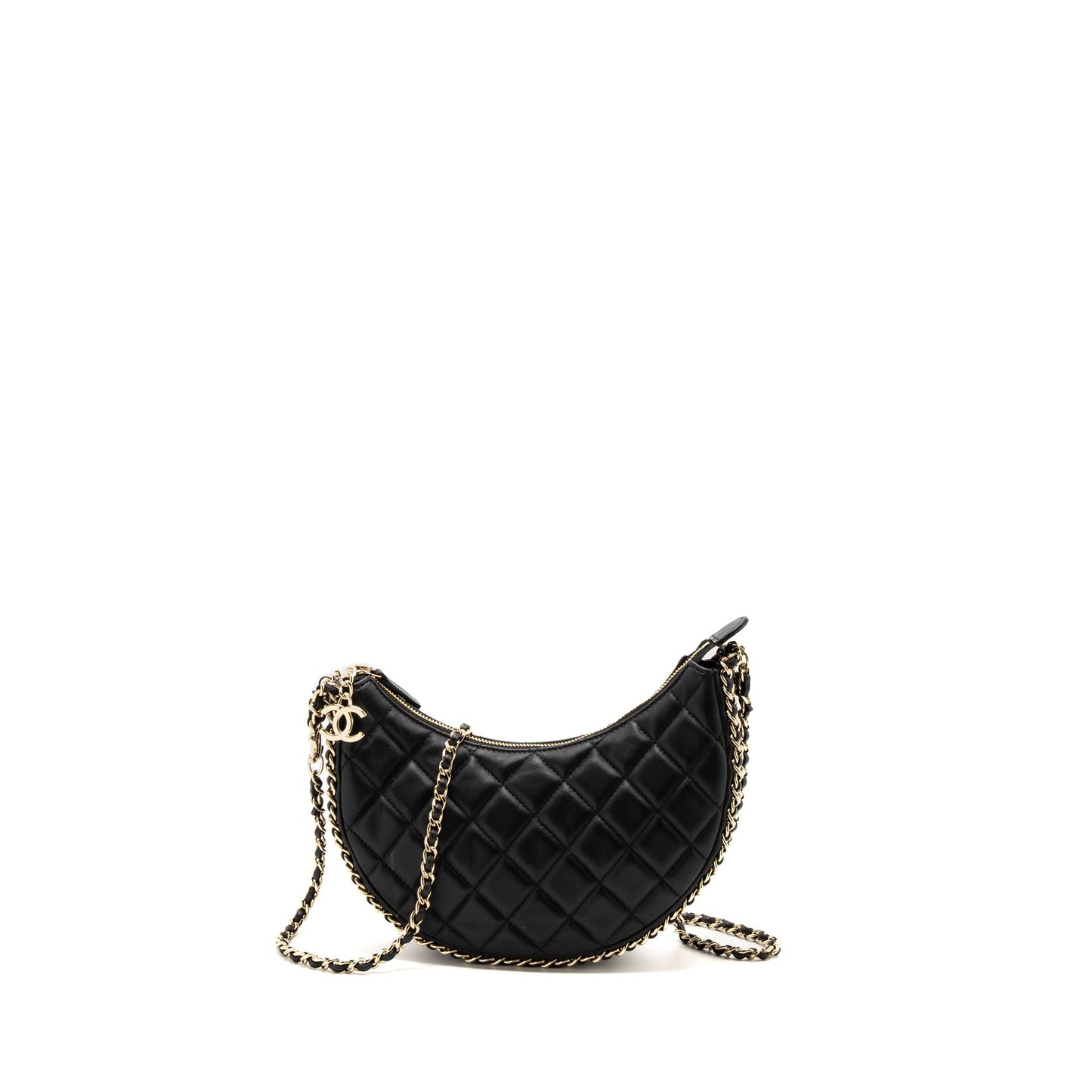 Chanel Small moon Hobo Bag Lambskin Black L(Microchip)
