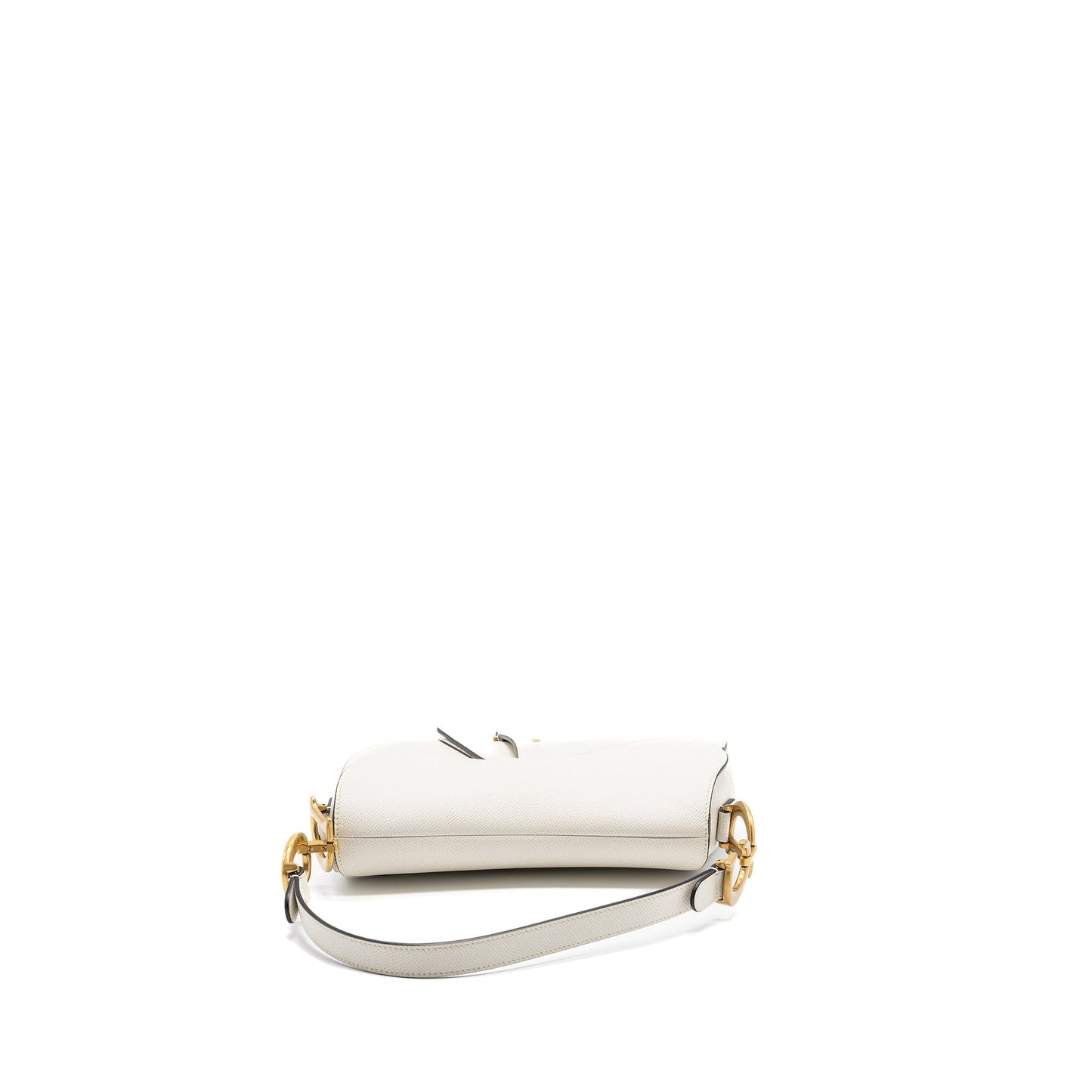 Dior medium saddle Purse with strap grained calfskin white