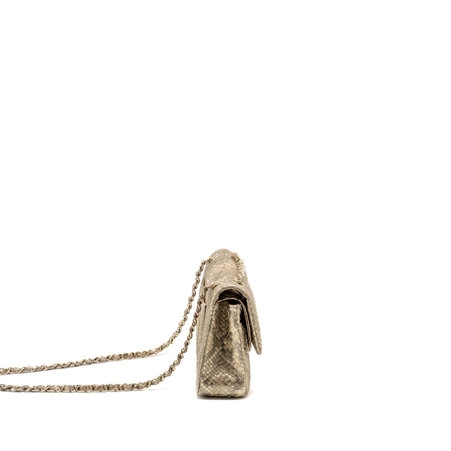 Chanel medium classic double flap bag python Gold
