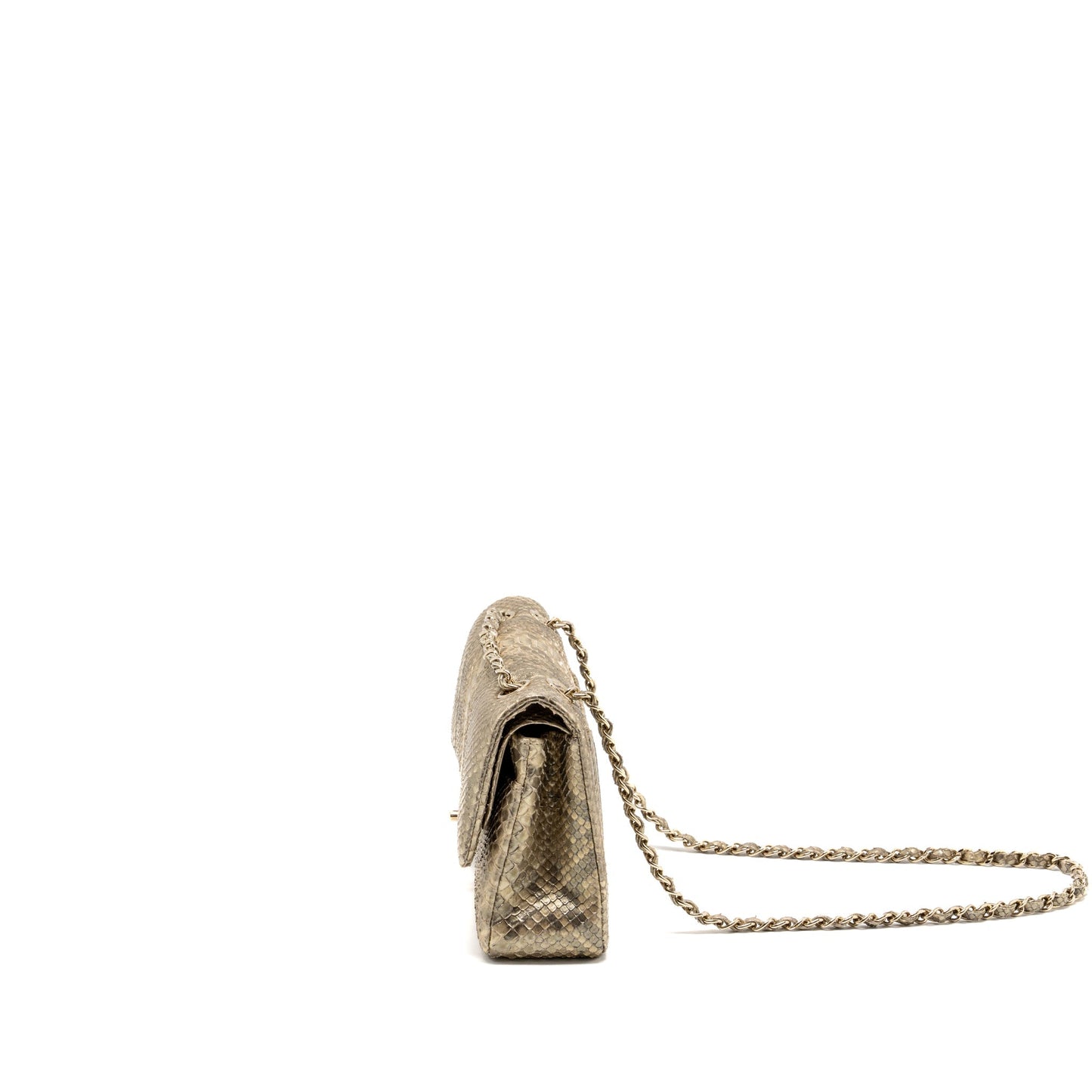 Chanel medium classic double flap bag python Gold