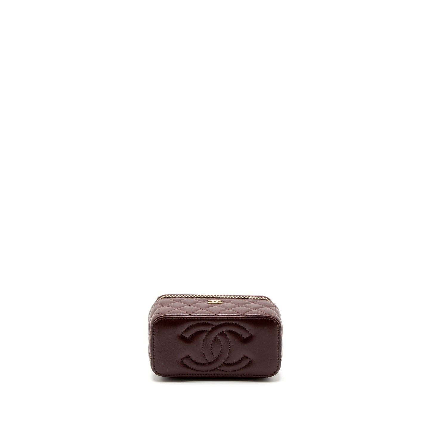 Chanel Long Vanity With Gem Chain Lambskin Burgundy  (Microchip)
