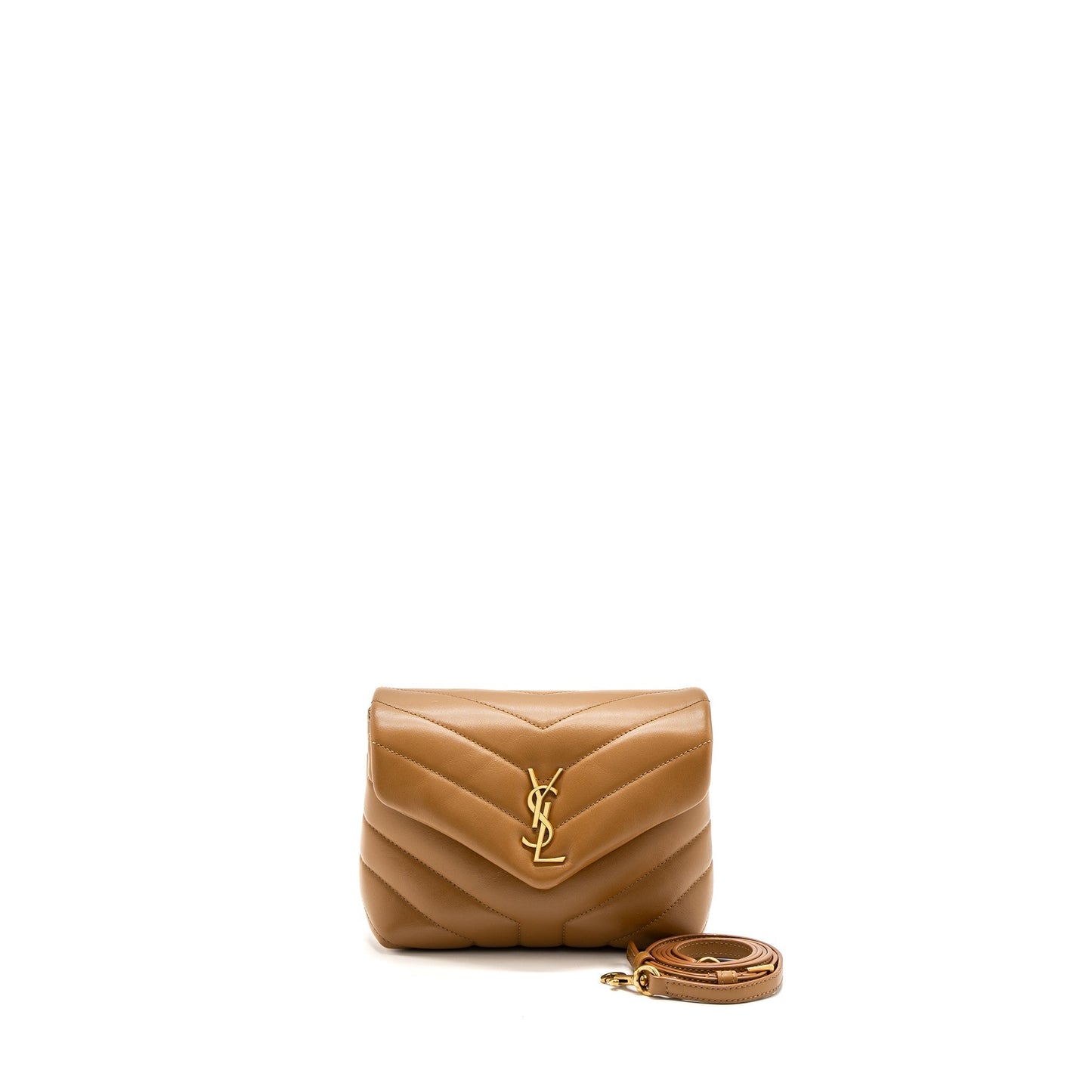 Saint Laurent Toy Loulou Toy Strap Purse calfskin caramel