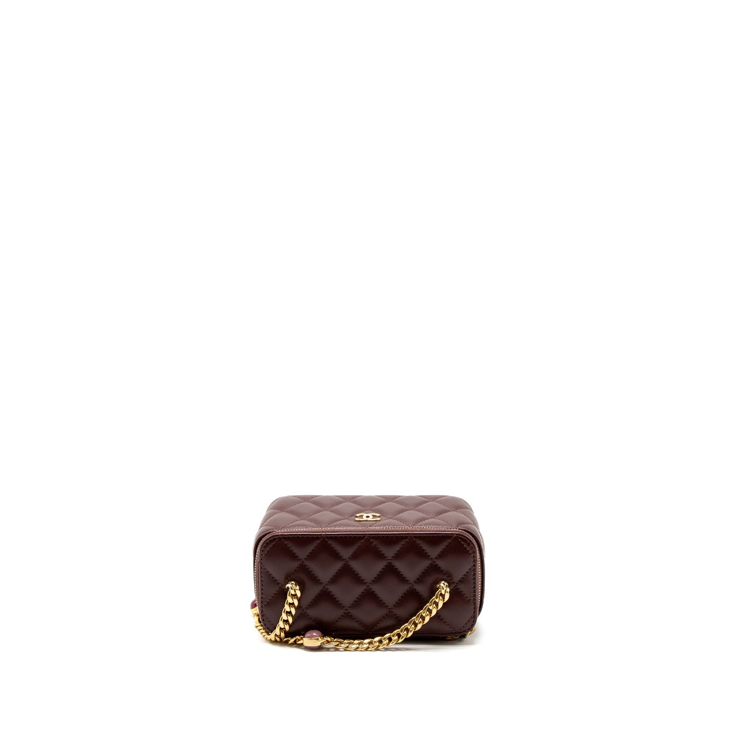 Chanel Long Vanity With Gem Chain Lambskin Burgundy  (Microchip)