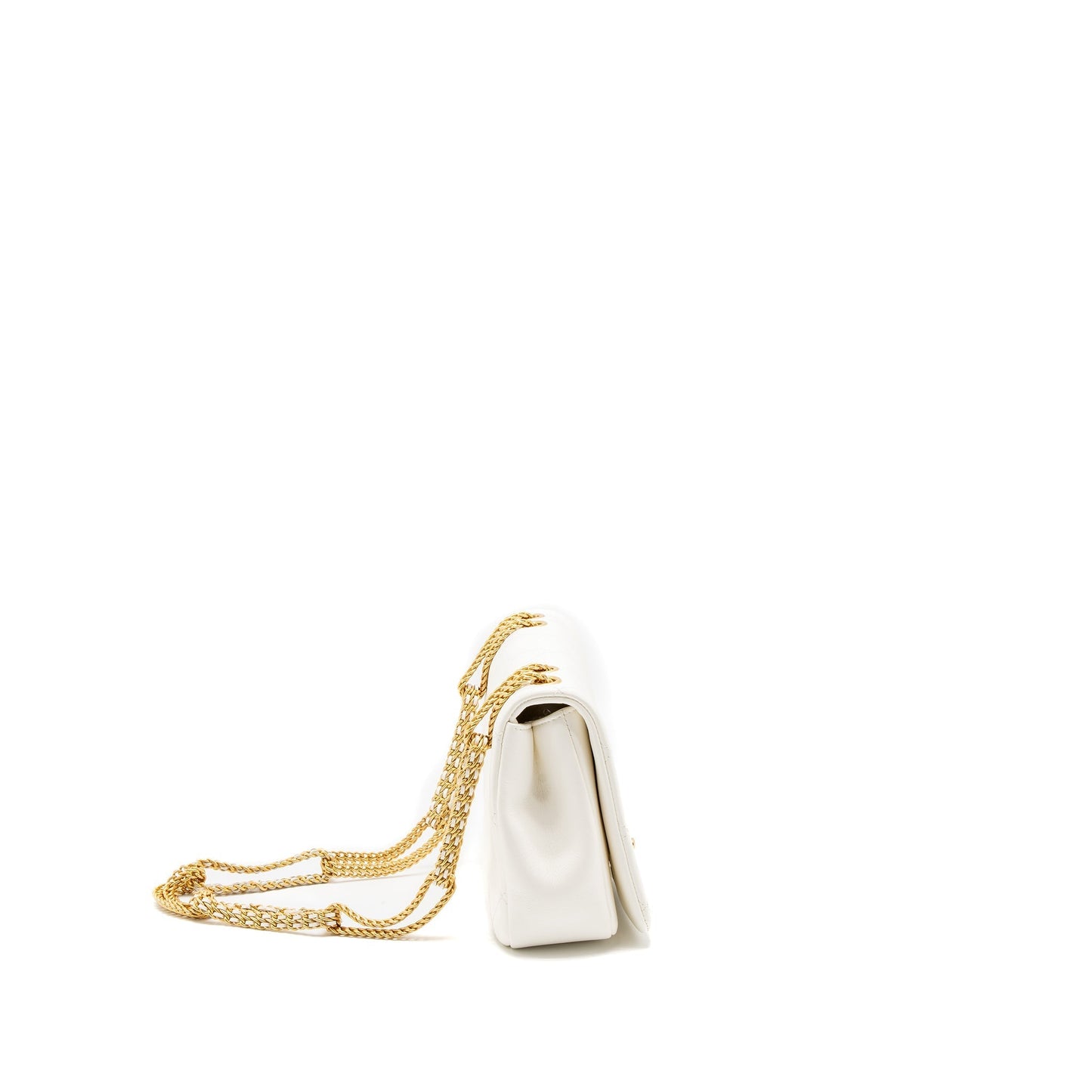 Chanel Flap Bag with Detailed CC Logo Calfskin White Brushed