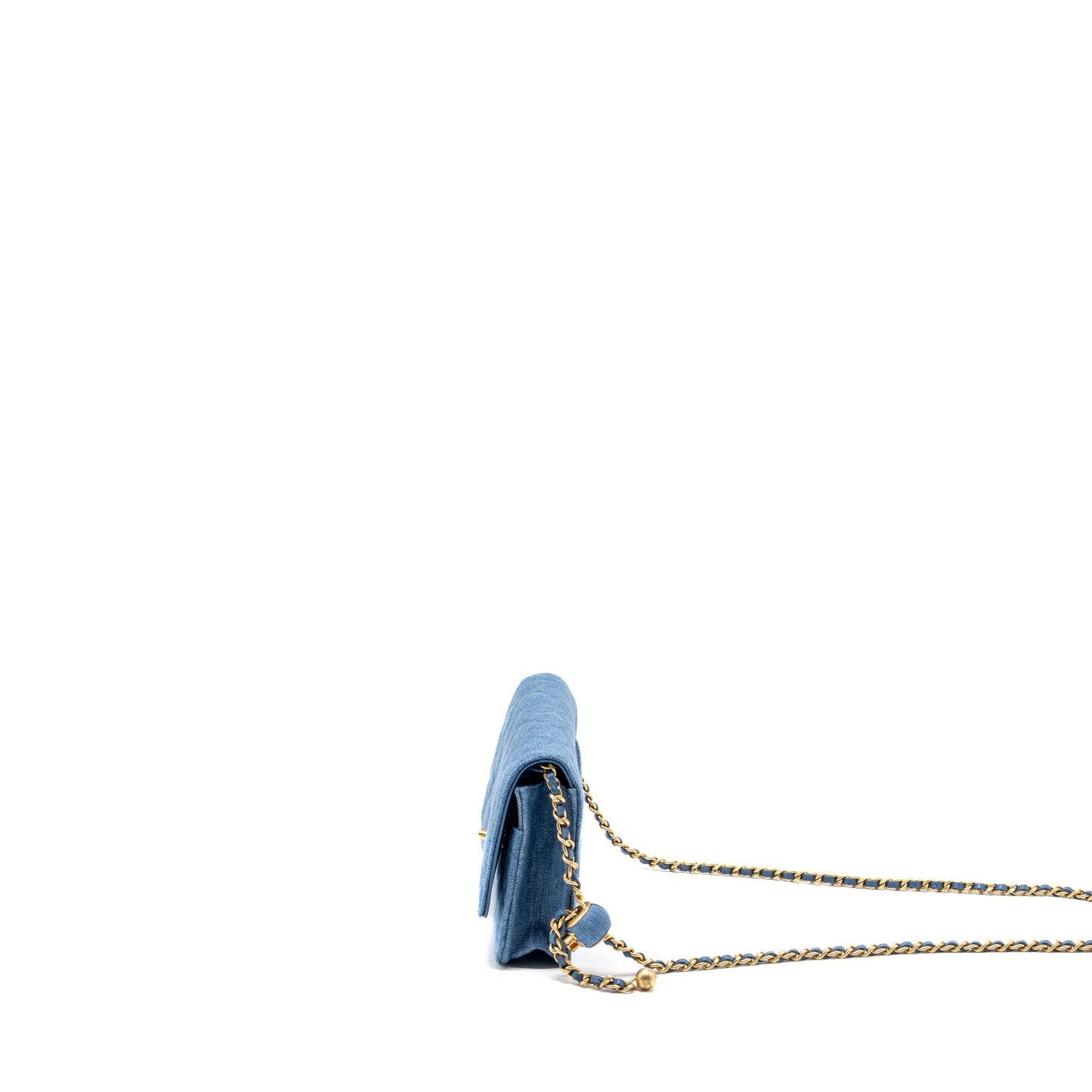Chanel Pearl Crush Wallet on Chain Denim Blue  (Microchip)