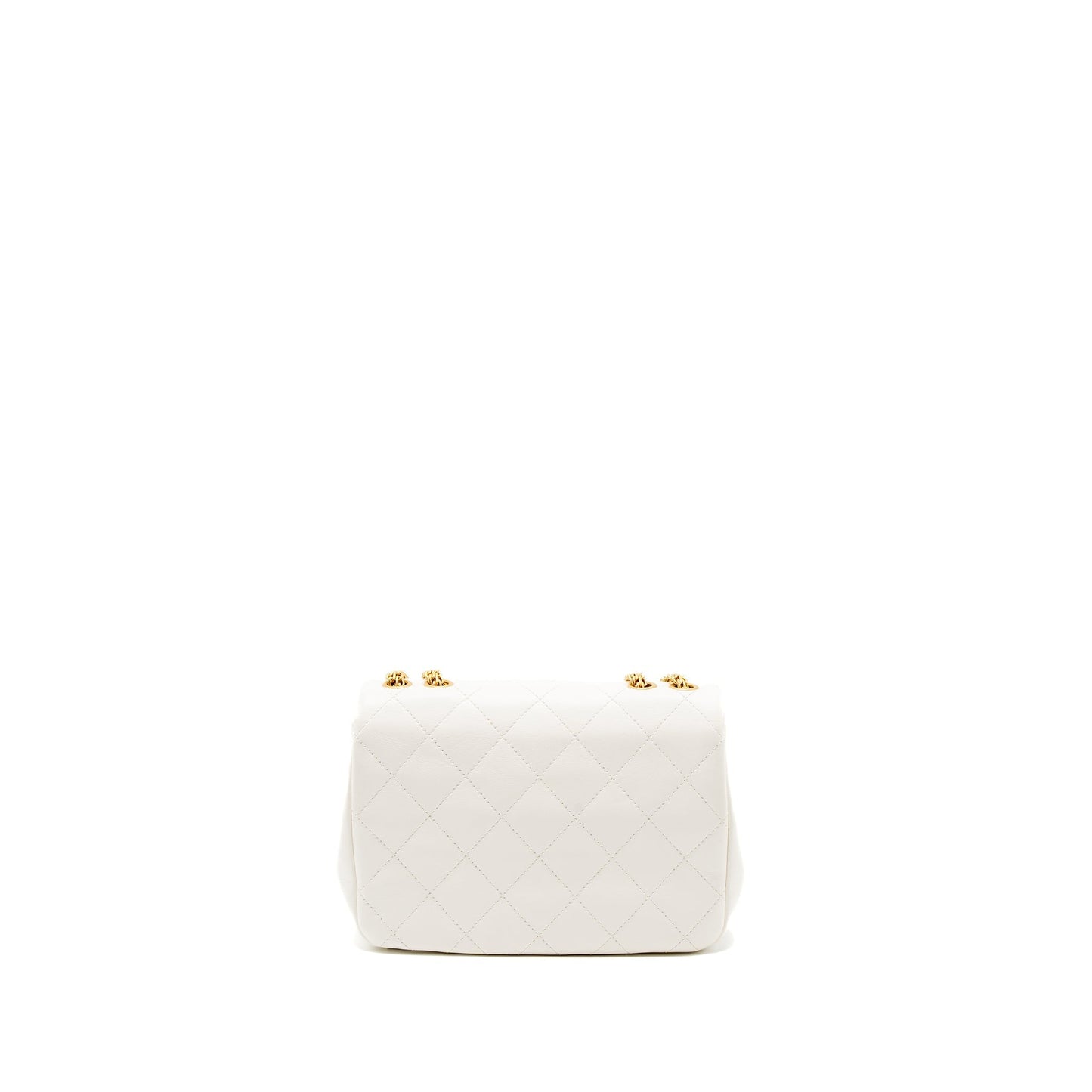 Chanel Flap Bag with Detailed CC Logo Calfskin White Brushed
