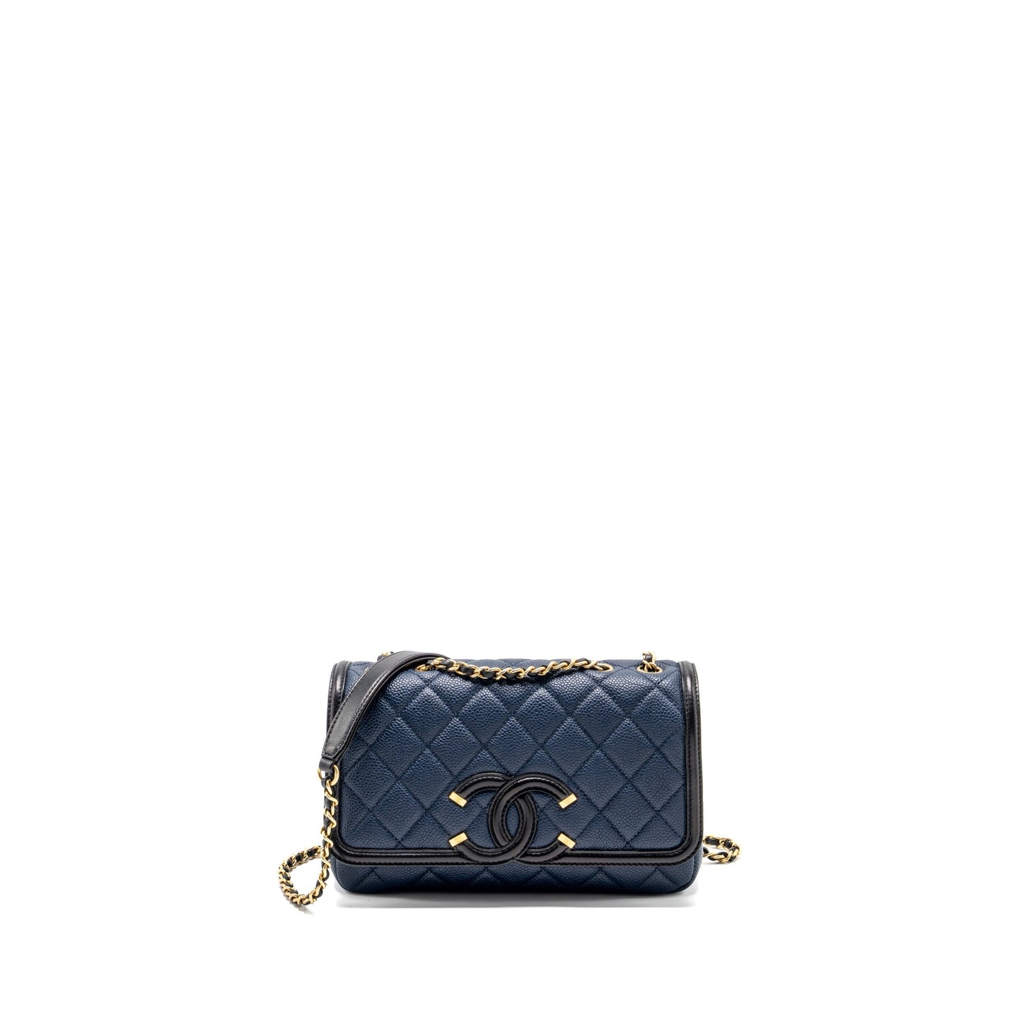 Chanel Filigree flap bag Caviar Navy/black