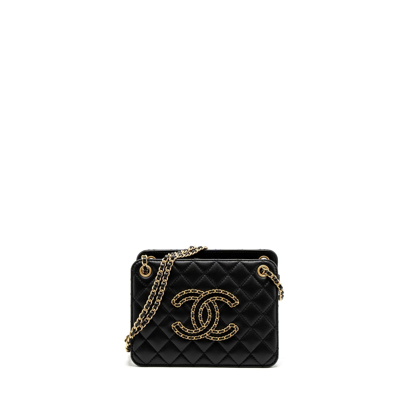 Chanel Giant CC Logo Mini Tote Bag Lambskin Black