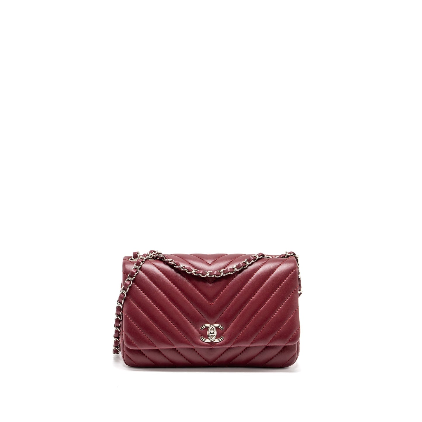 Chanel Chevron Flap bag Lambskin dark red