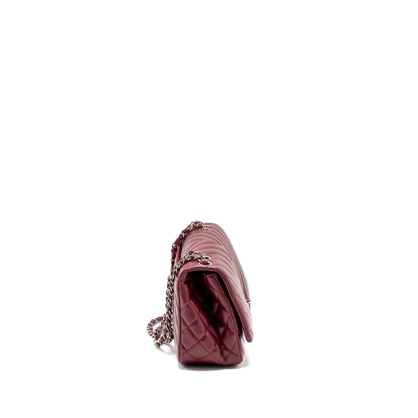 Chanel Chevron Flap bag Lambskin dark red