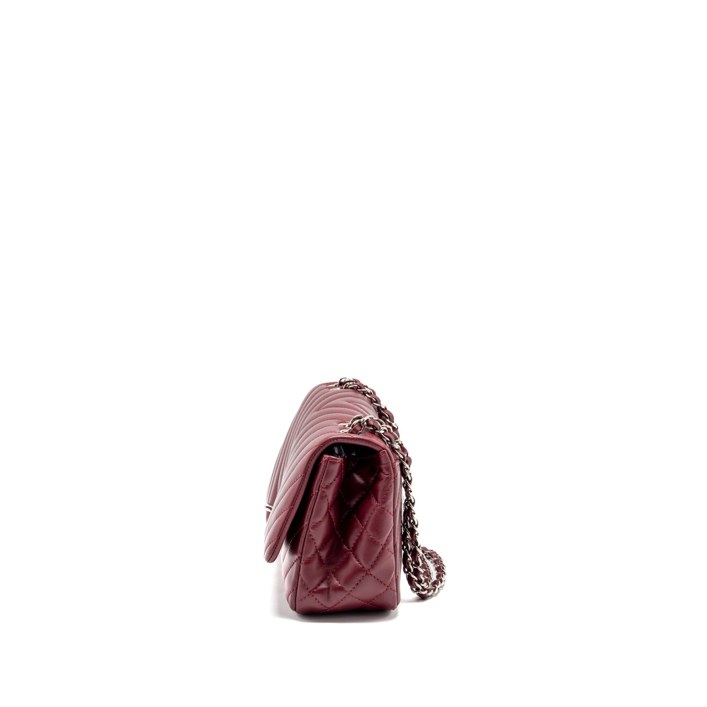 Chanel Chevron Flap bag Lambskin dark red