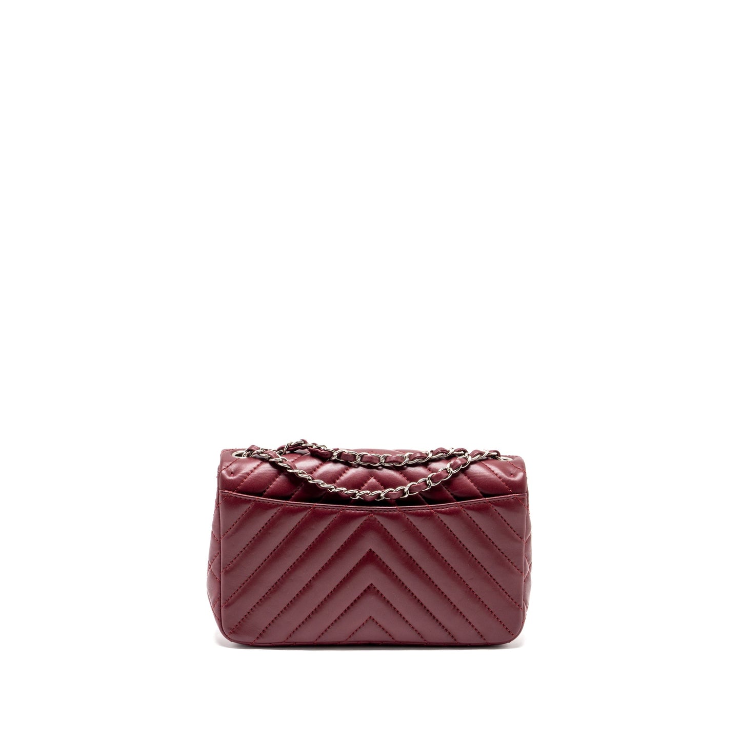 Chanel Chevron Flap bag Lambskin dark red