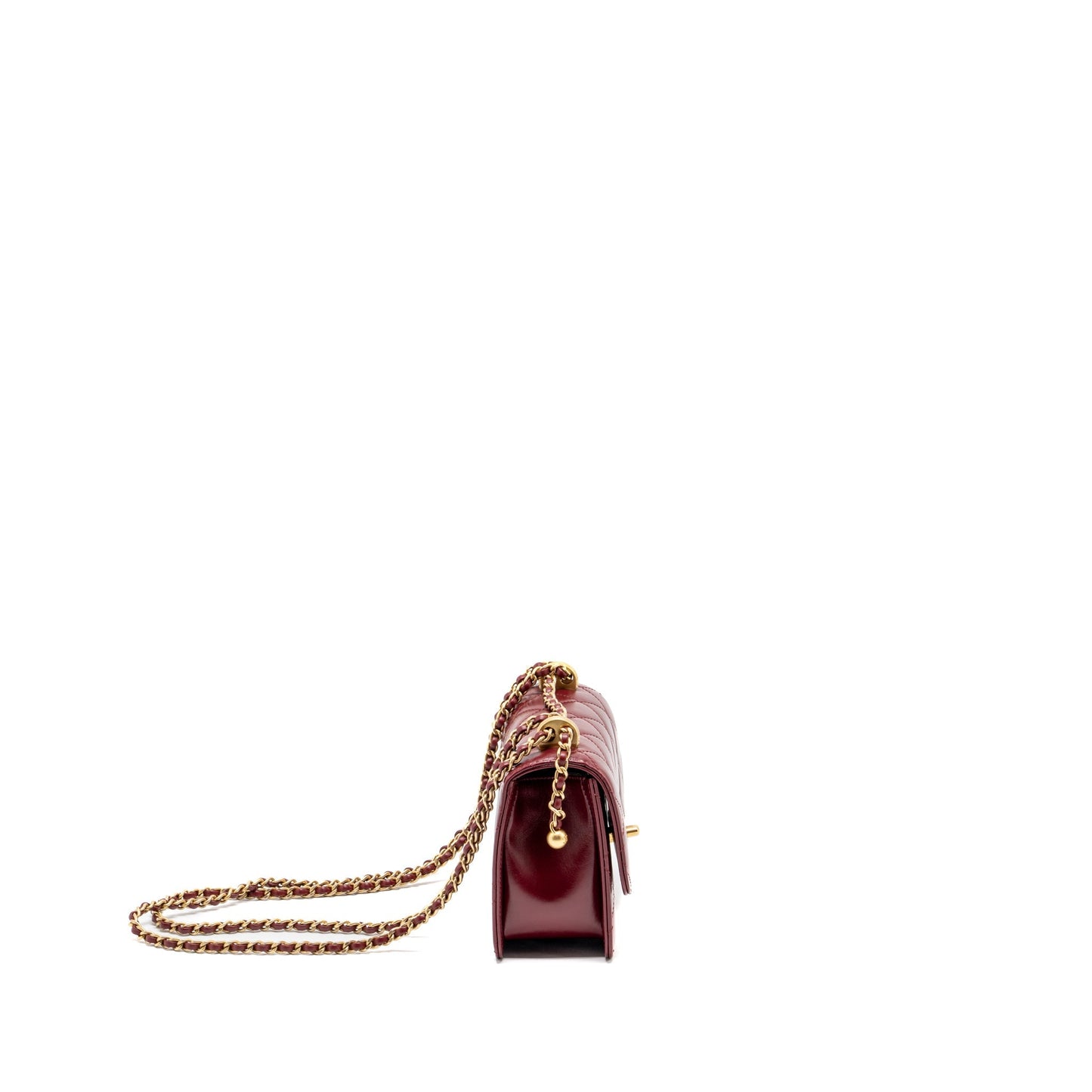 Chanel Gold Crush mini Flap bag Calfskin Red  (microchip)