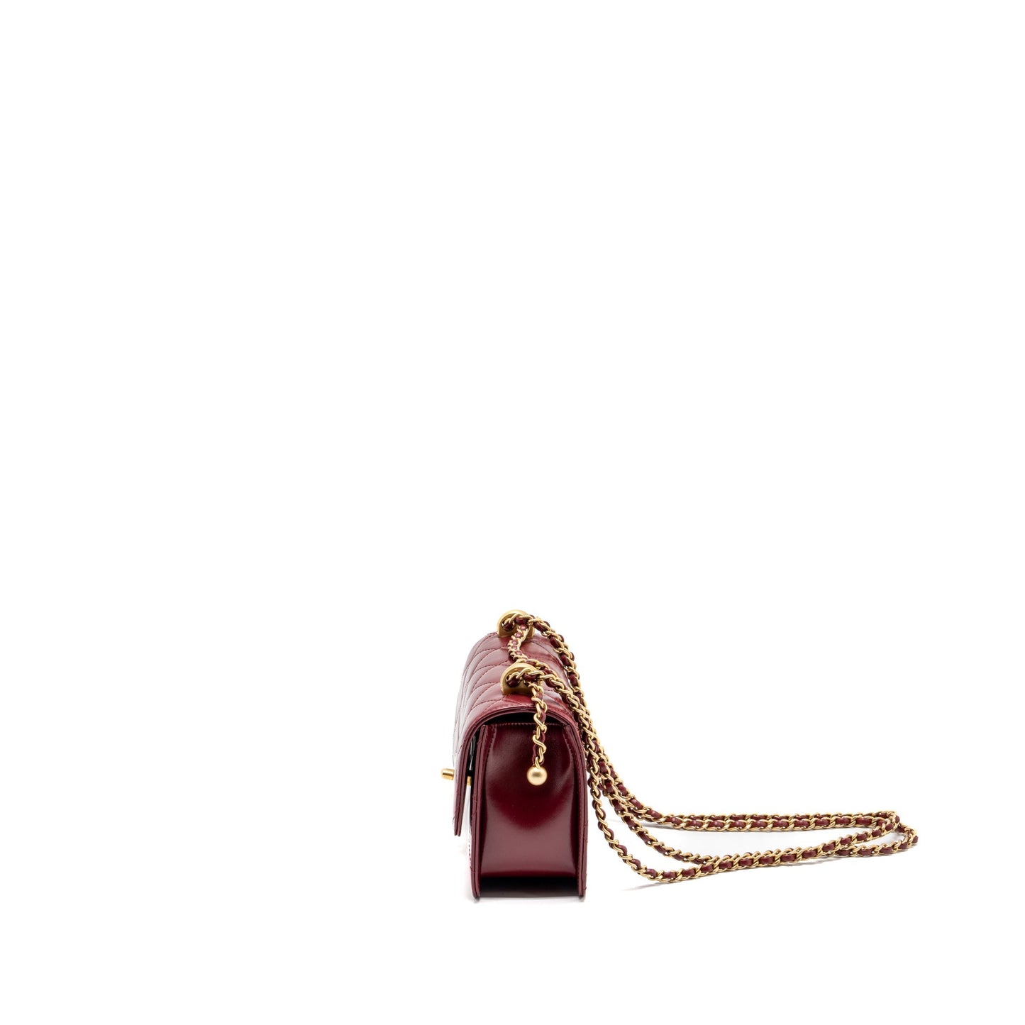 Chanel Gold Crush mini Flap bag Calfskin Red  (microchip)