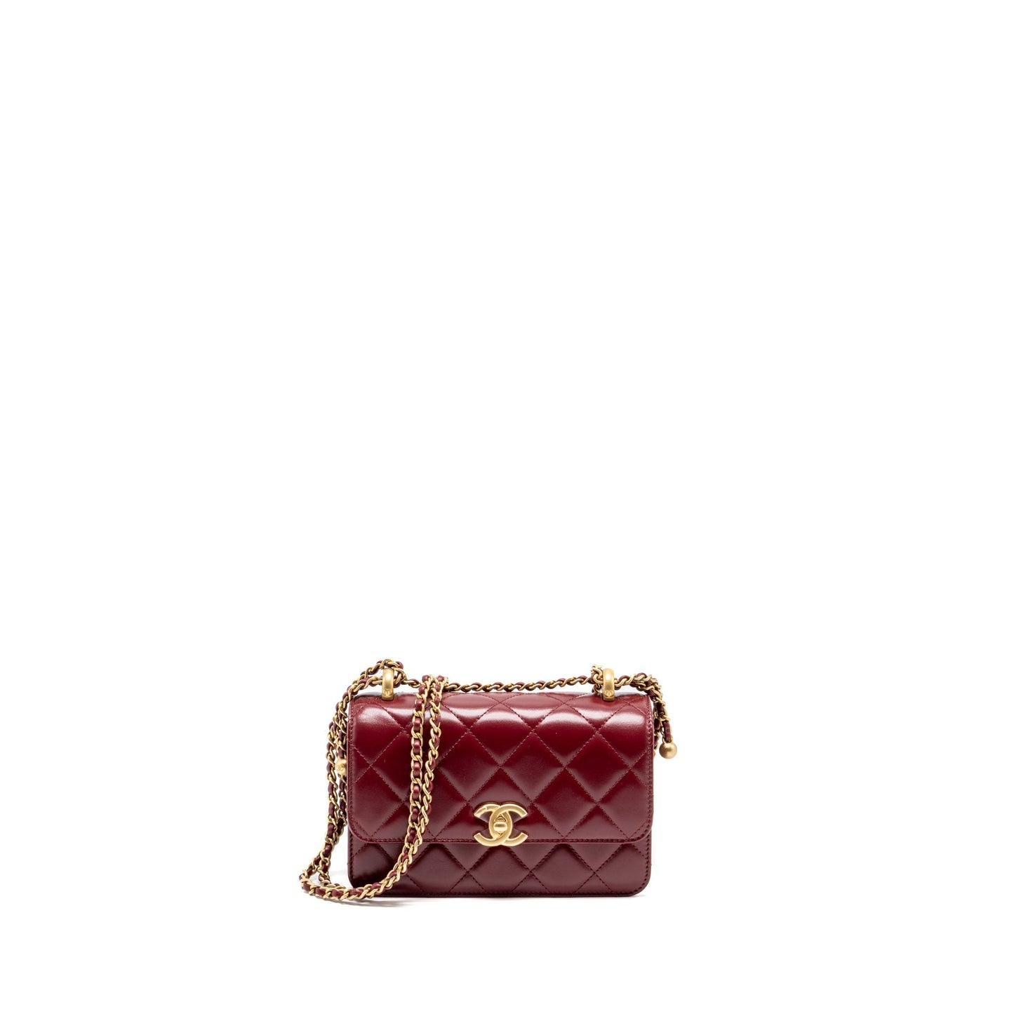 Chanel Gold Crush mini Flap bag Calfskin Red  (microchip)