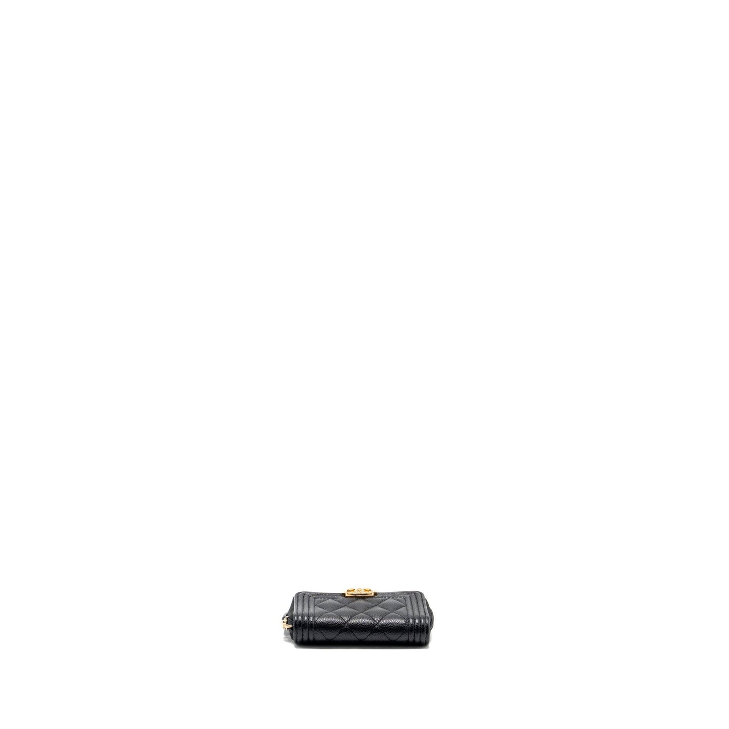 Chanel boy zip card holder caviar black