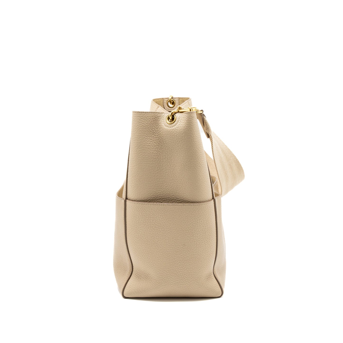 Celine Sangle Bucket Purse Calfskin Beige