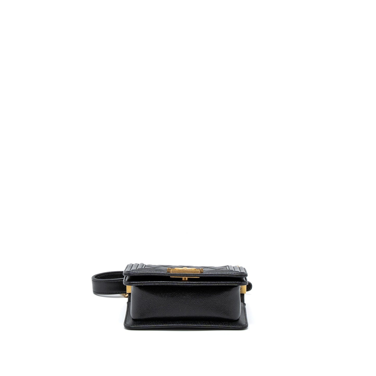 Chanel Super Mini Boy Bag Caviar Black Brushed  (Microchip)