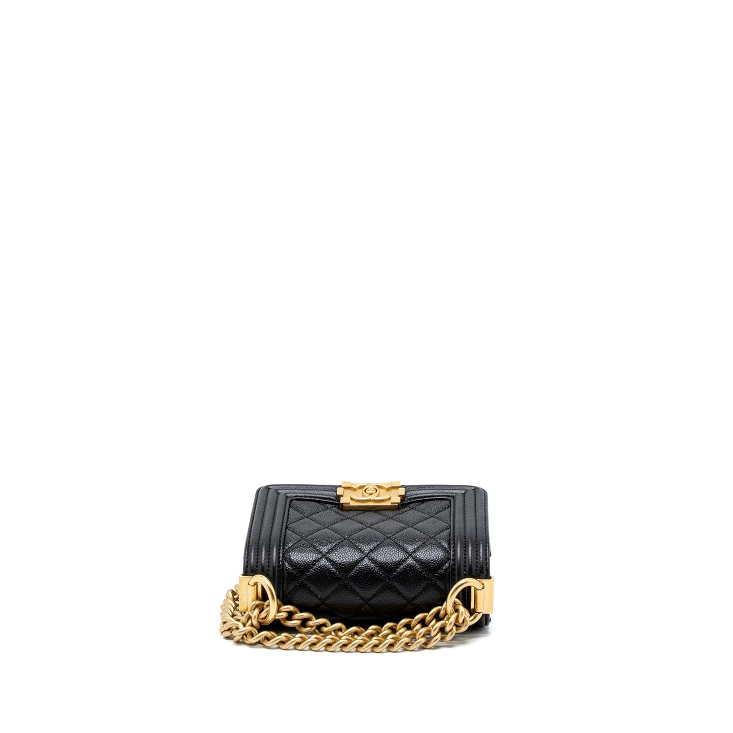 Chanel Super Mini Boy Bag Caviar Black Brushed  (Microchip)