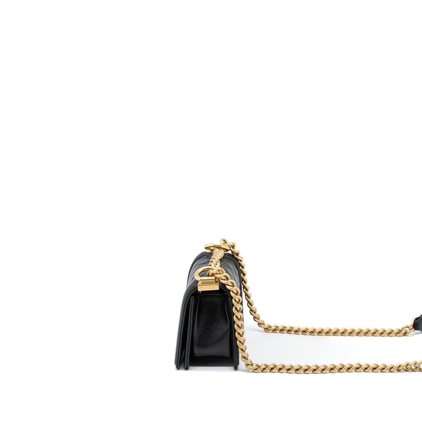 Chanel Super Mini Boy Bag Caviar Black Brushed  (Microchip)