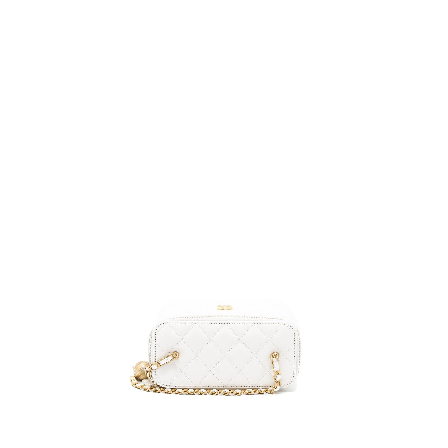 Chanel Pearl Crush Long Vanity with Chain Lambskin White Brushed  (Microchip)