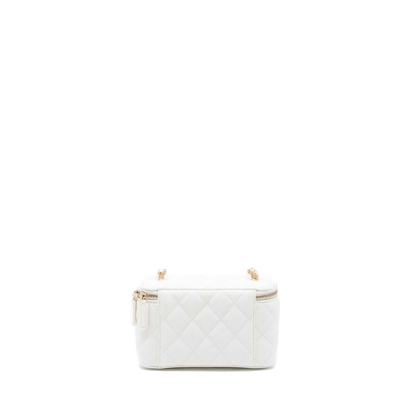 Chanel Pearl Crush Long Vanity with Chain Lambskin White Brushed  (Microchip)