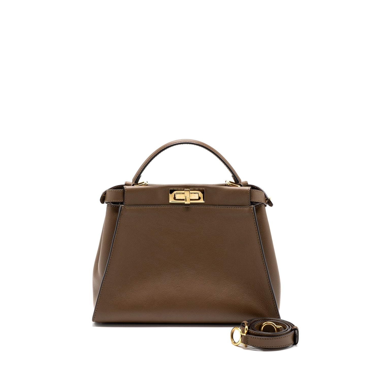 Fendi Medium Peekaboo Purse Calfskin Tobaco