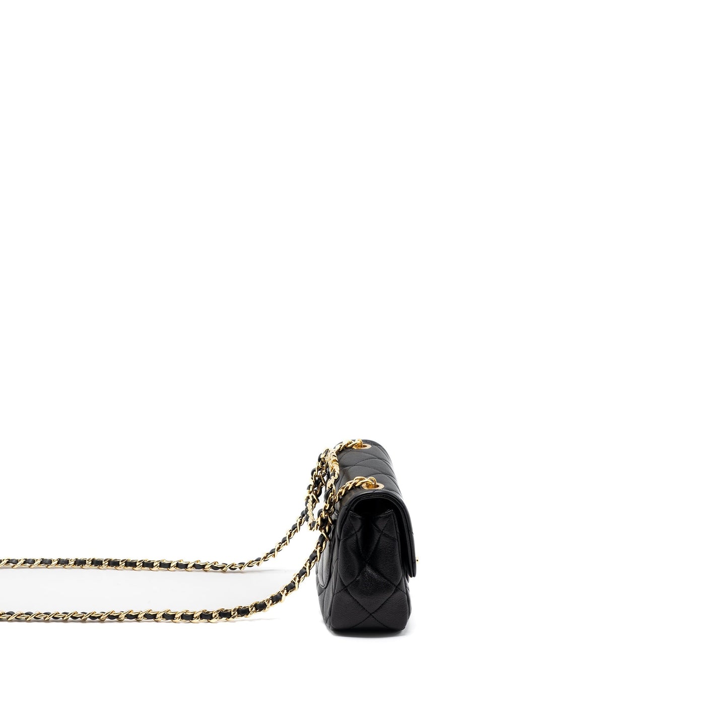 Chanel Round Handle Mini Square Crossbody Bag Lambskin Brushed (Microchip)