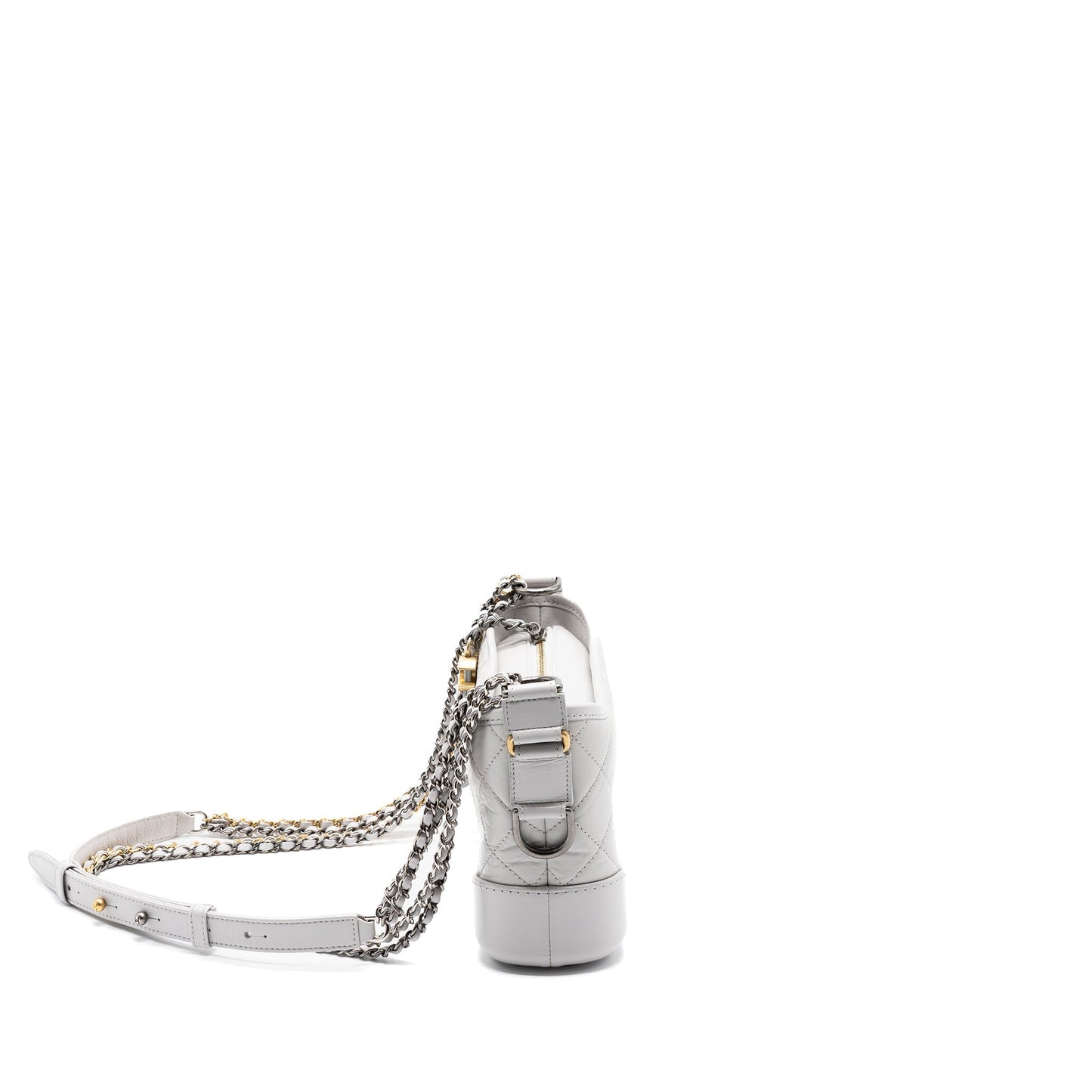Chanel Small Gabrielle Hobo Bag Aged Calfskin Light Grey
