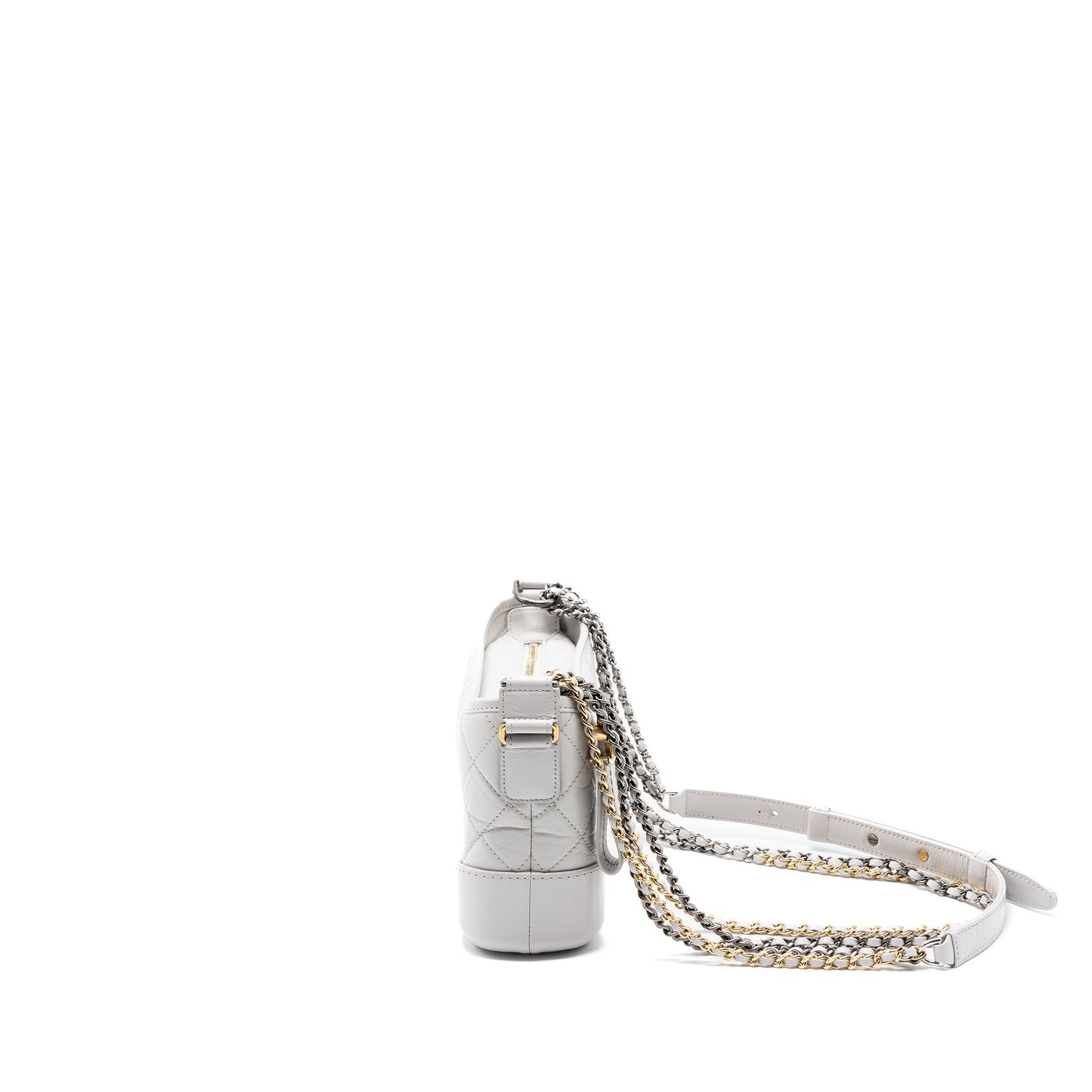 Chanel Small Gabrielle Hobo Bag Aged Calfskin Light Grey
