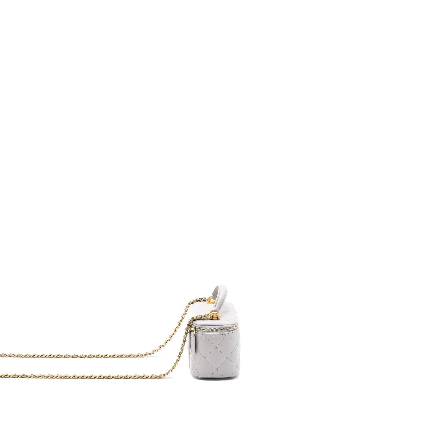 Chanel Top Handle Mini Vanity With Chain Light Grey