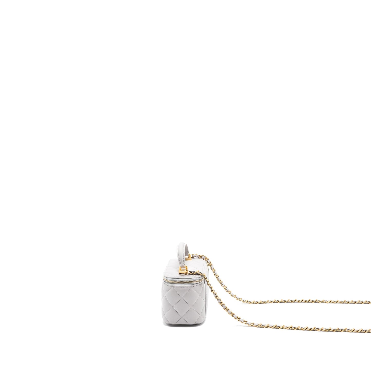 Chanel Top Handle Mini Vanity With Chain Light Grey
