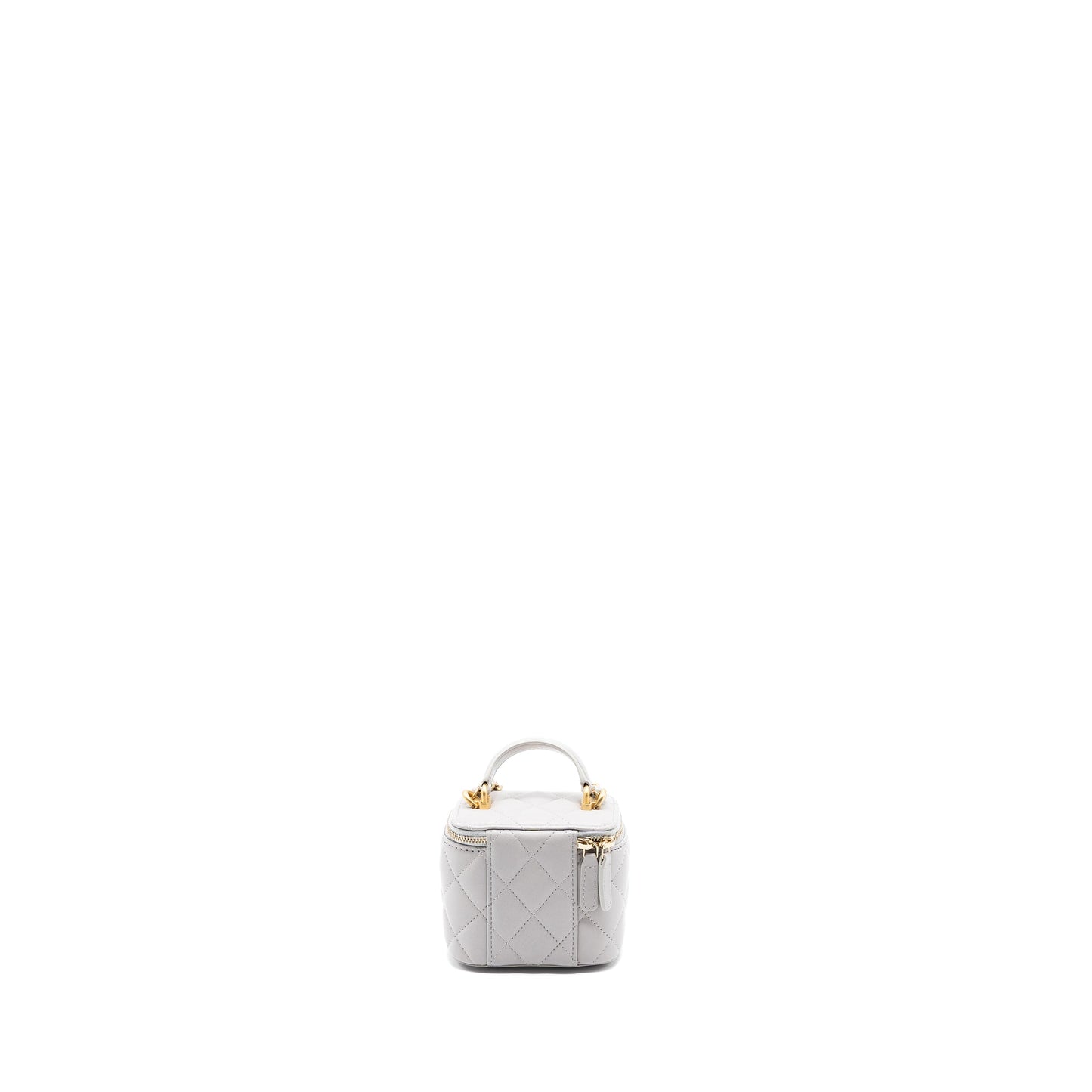 Chanel Top Handle Mini Vanity With Chain Light Grey