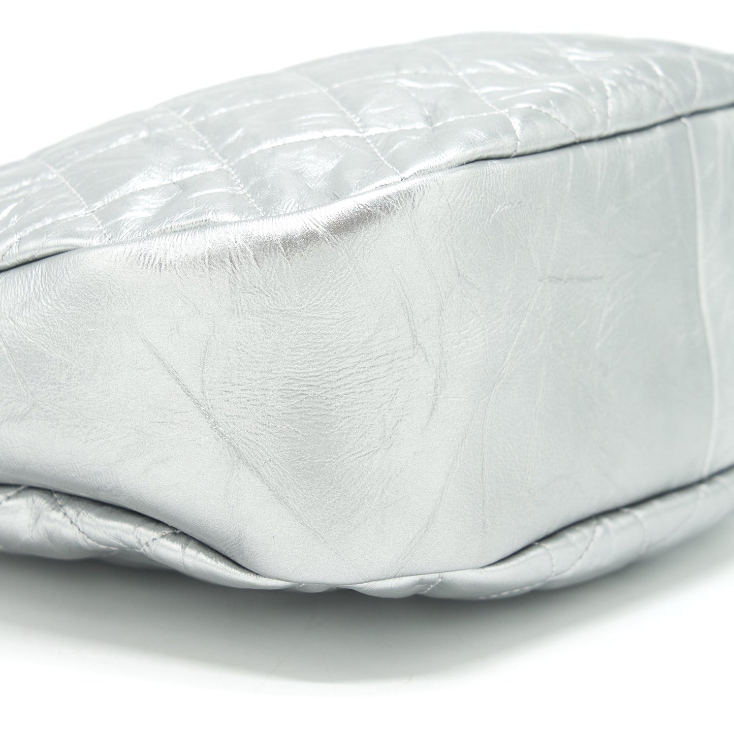 Chanel Small 31 Bag Quilted Crumpled Calfskin Metallic Silver