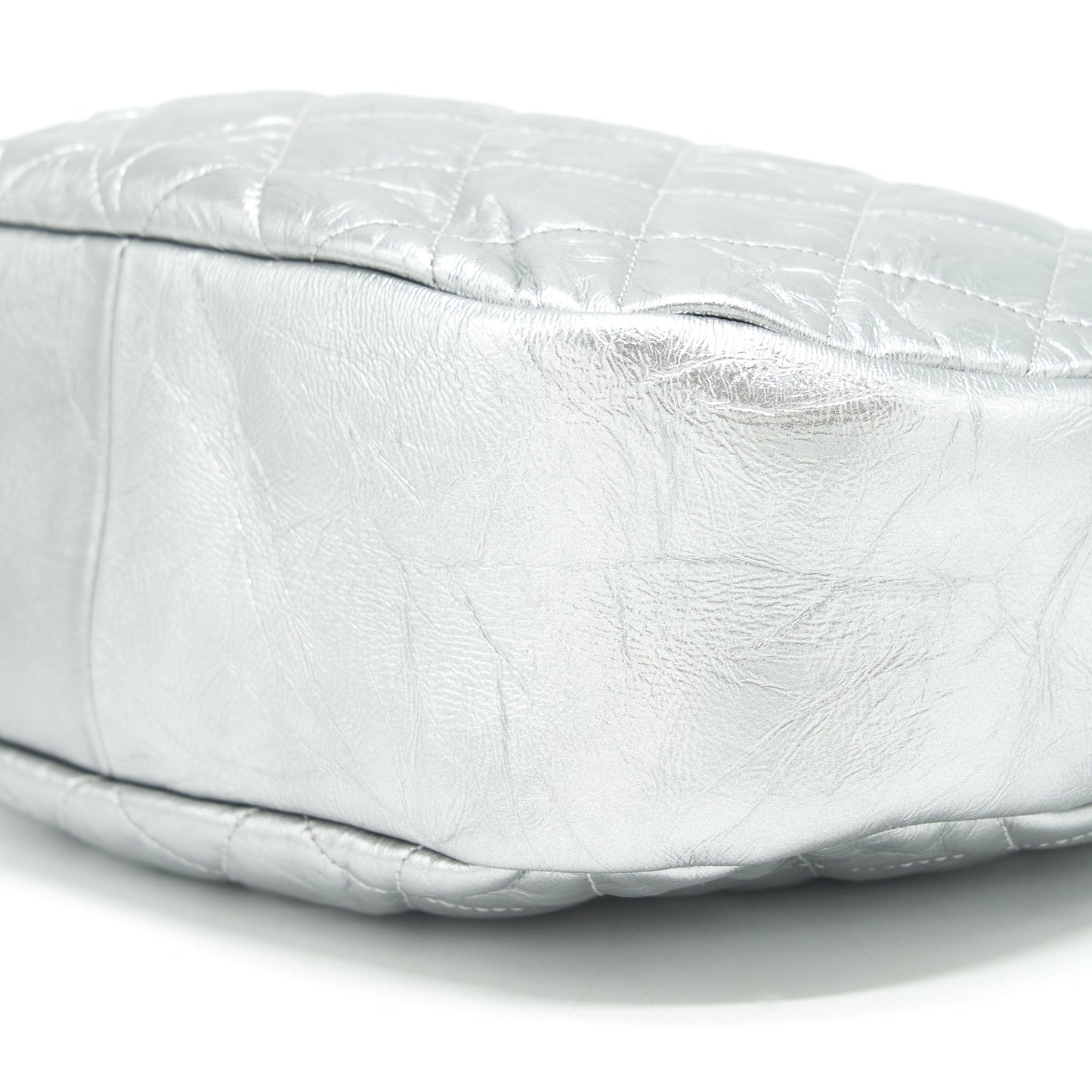 Chanel Small 31 Bag Quilted Crumpled Calfskin Metallic Silver