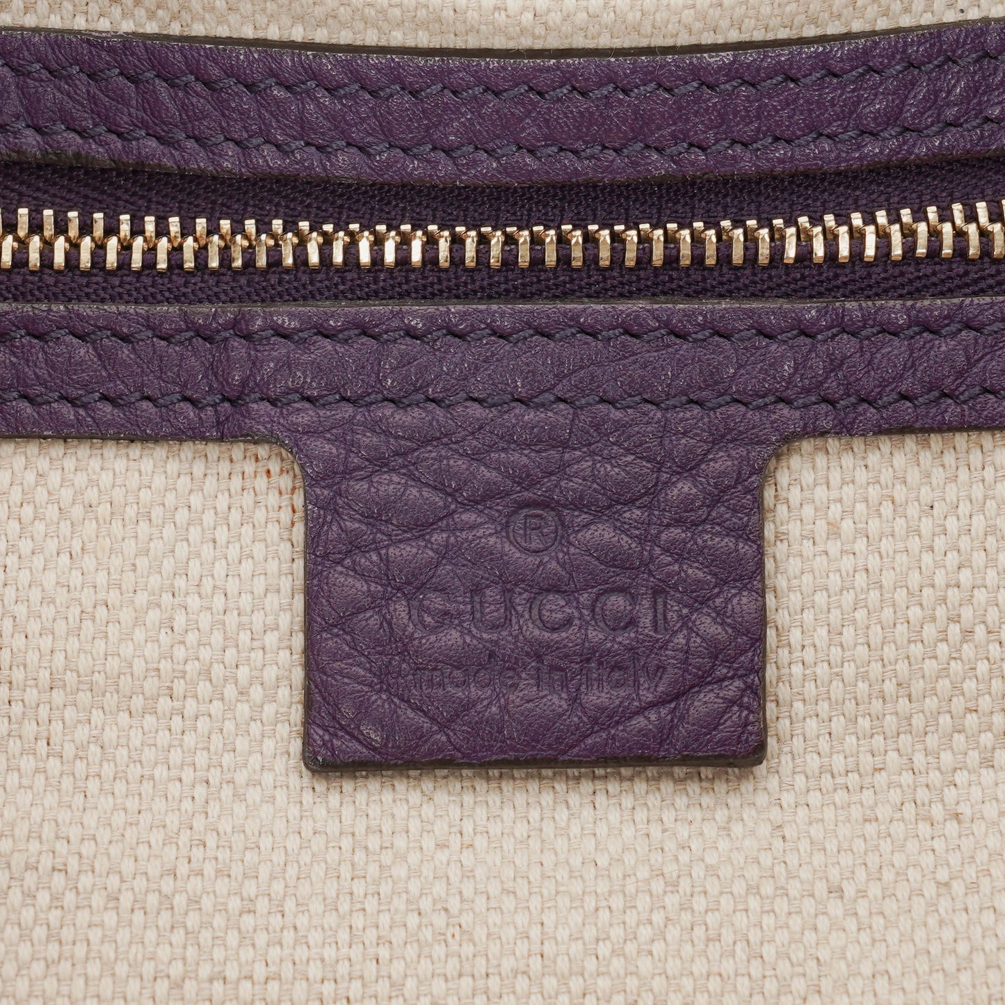 Gucci Purple Pebbled Leather Soho Top Handle Tote Bag