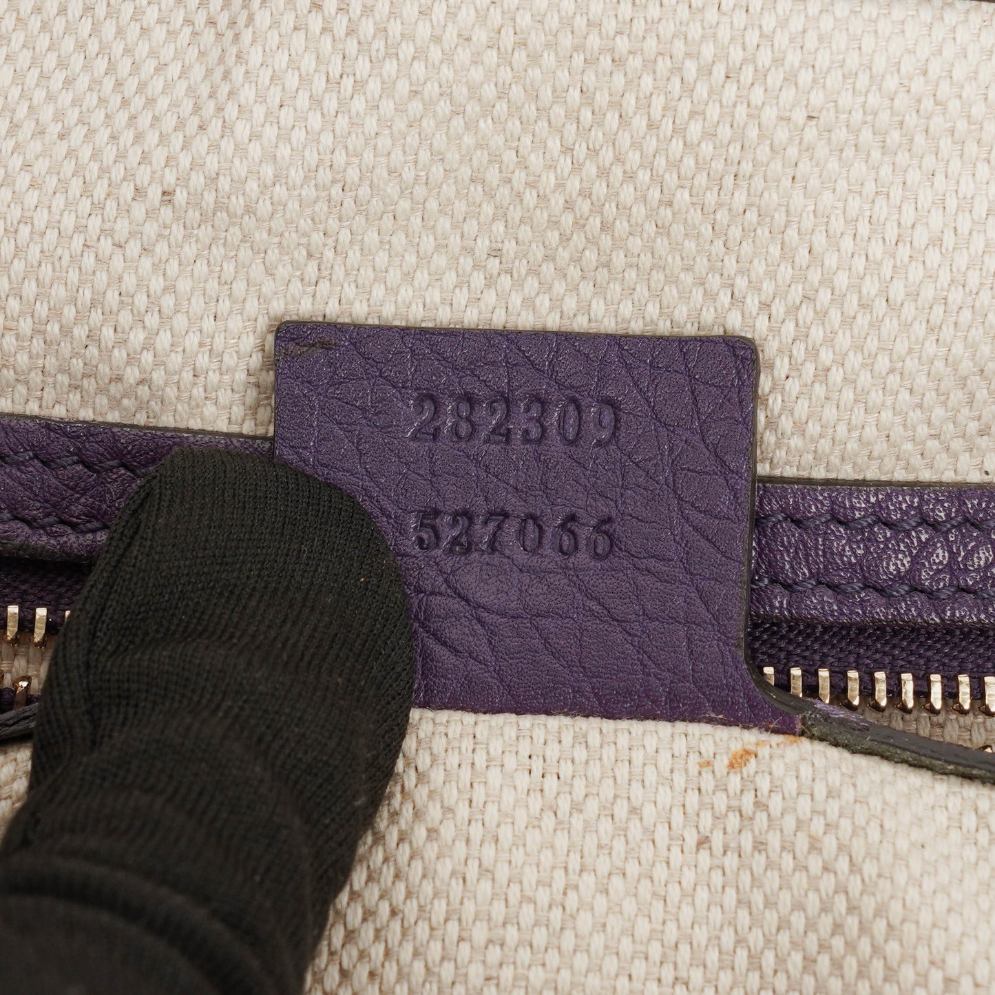 Gucci Purple Pebbled Leather Soho Top Handle Tote Bag