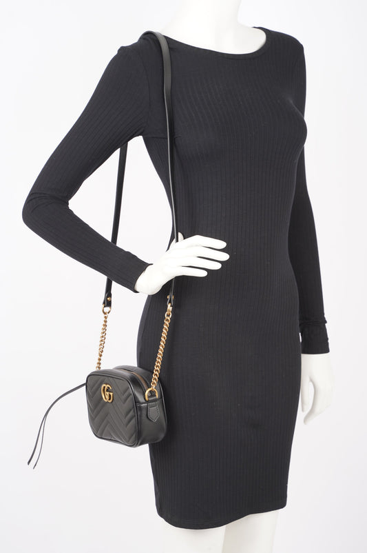 Gucci Womens Marmont Zip Black Mini