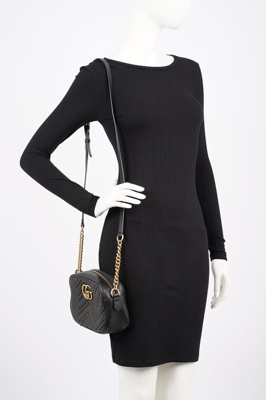 Gucci Womens Marmont Zip Black / Gold Small