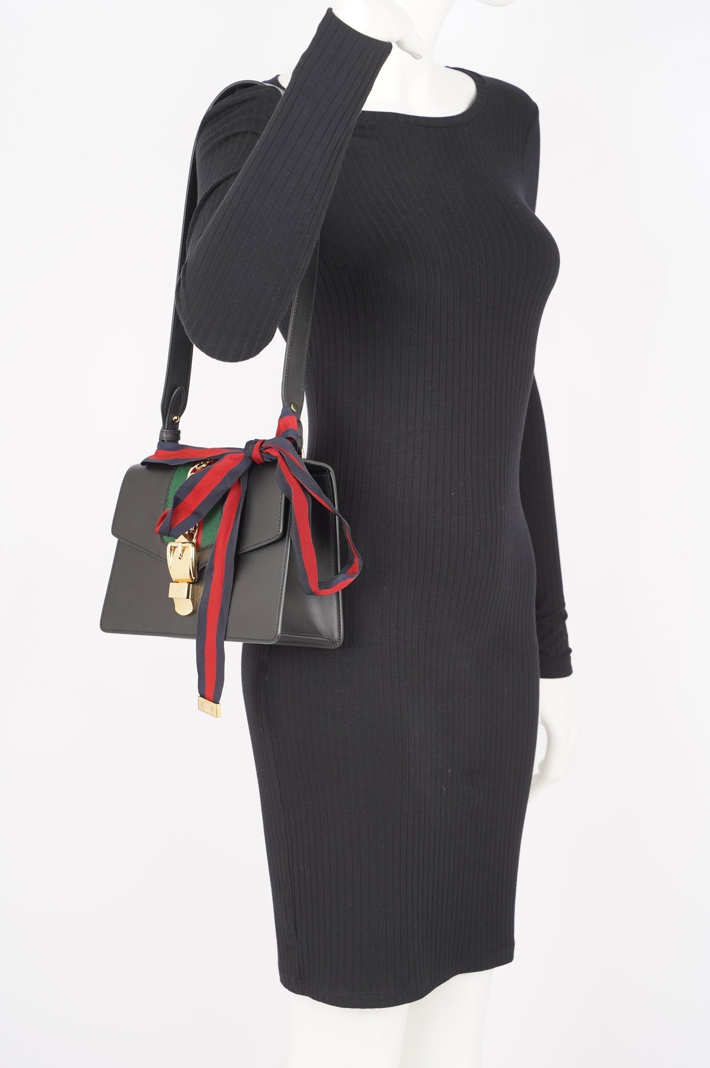 Gucci Womens Sylvie Black / Green / Red Medium