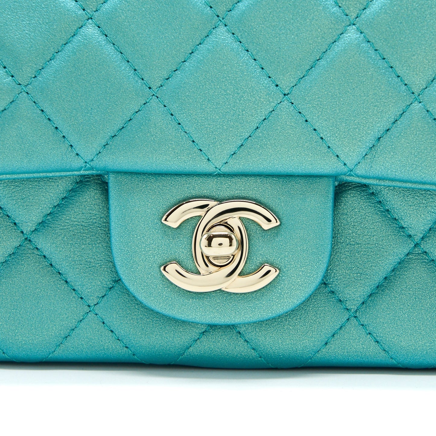 Chanel 21S Mini Rectangular Flap Bag Calfskin Iridescent Green L