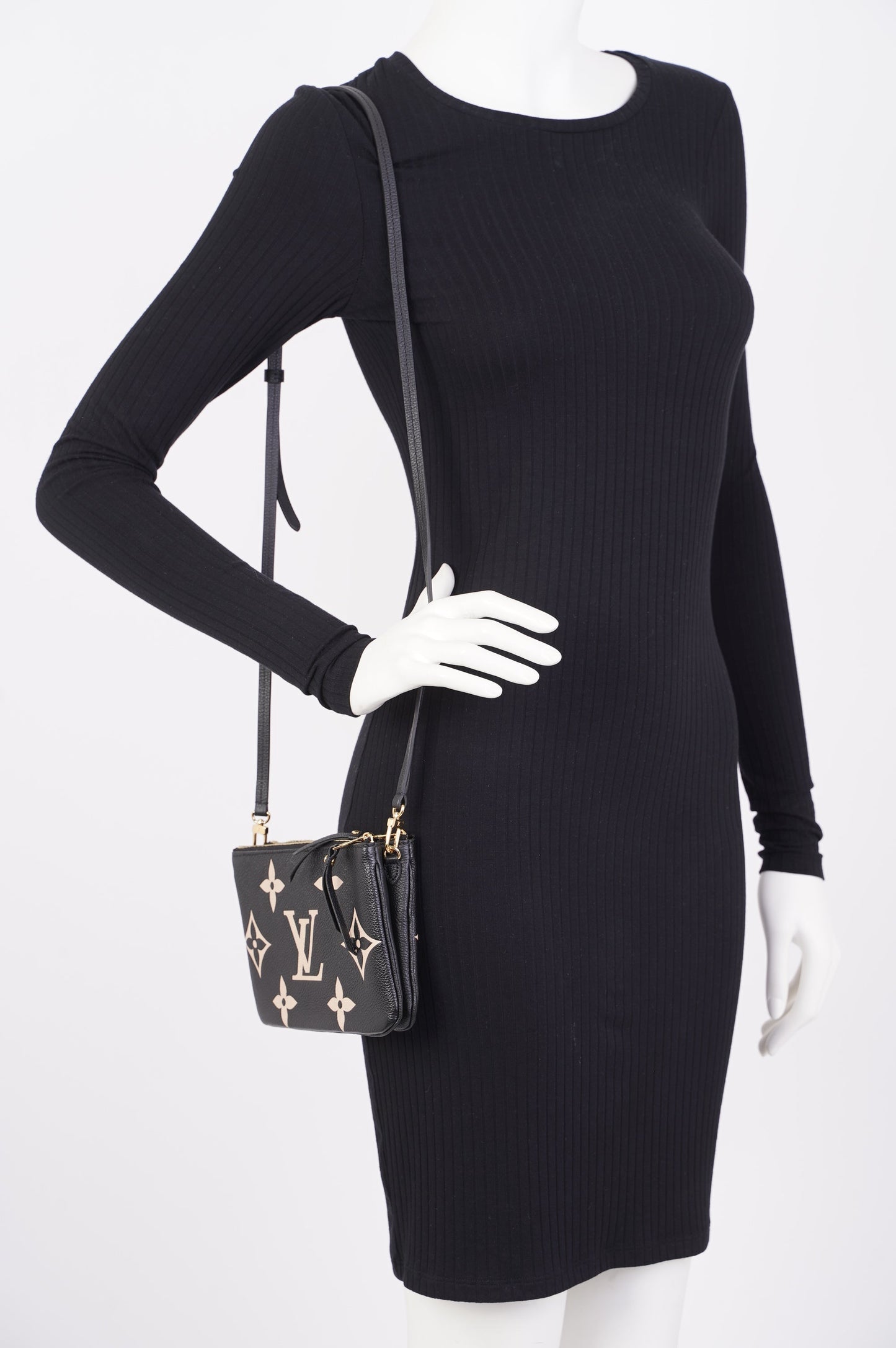 Louis Vuitton Double Pochette Zip on Strap Empreinte Monogram Leather