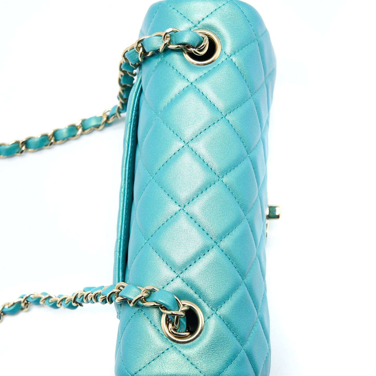 Chanel 21S Mini Rectangular Flap Bag Calfskin Iridescent Green L