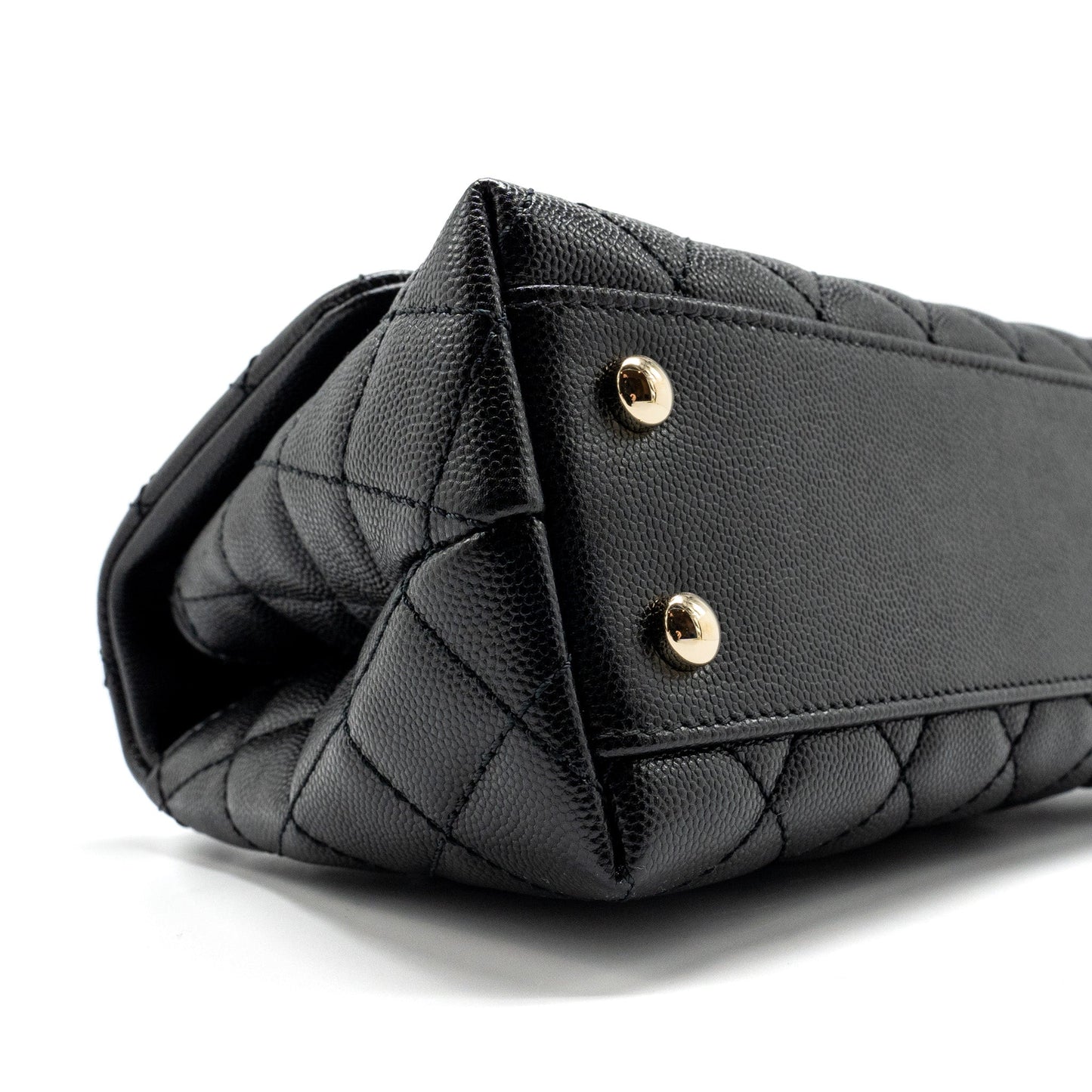 Chanel Small Coco Handle with Lizard Embossed Handle Caviar Black L
