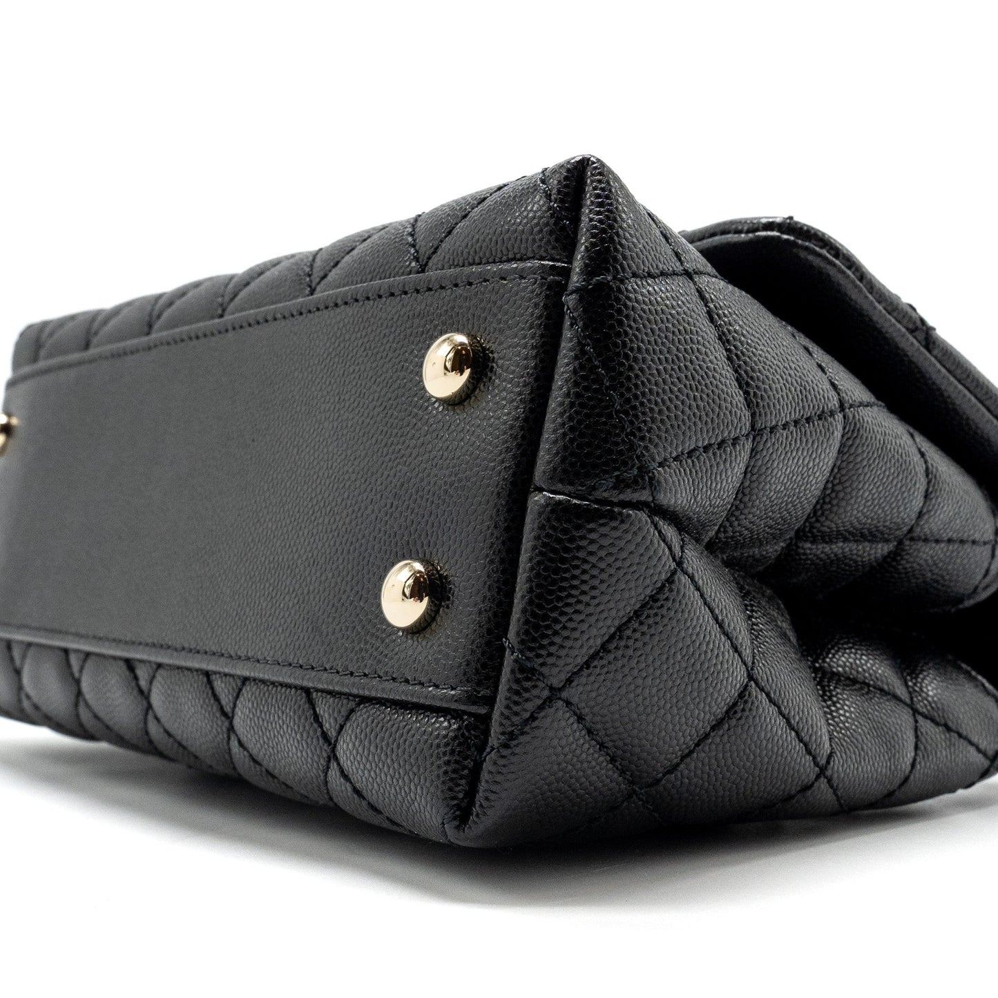 Chanel Small Coco Handle with Lizard Embossed Handle Caviar Black L