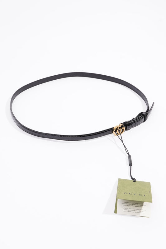 Gucci Womens Marmont Thin Belt Black Patent Leather 90cm - 36"