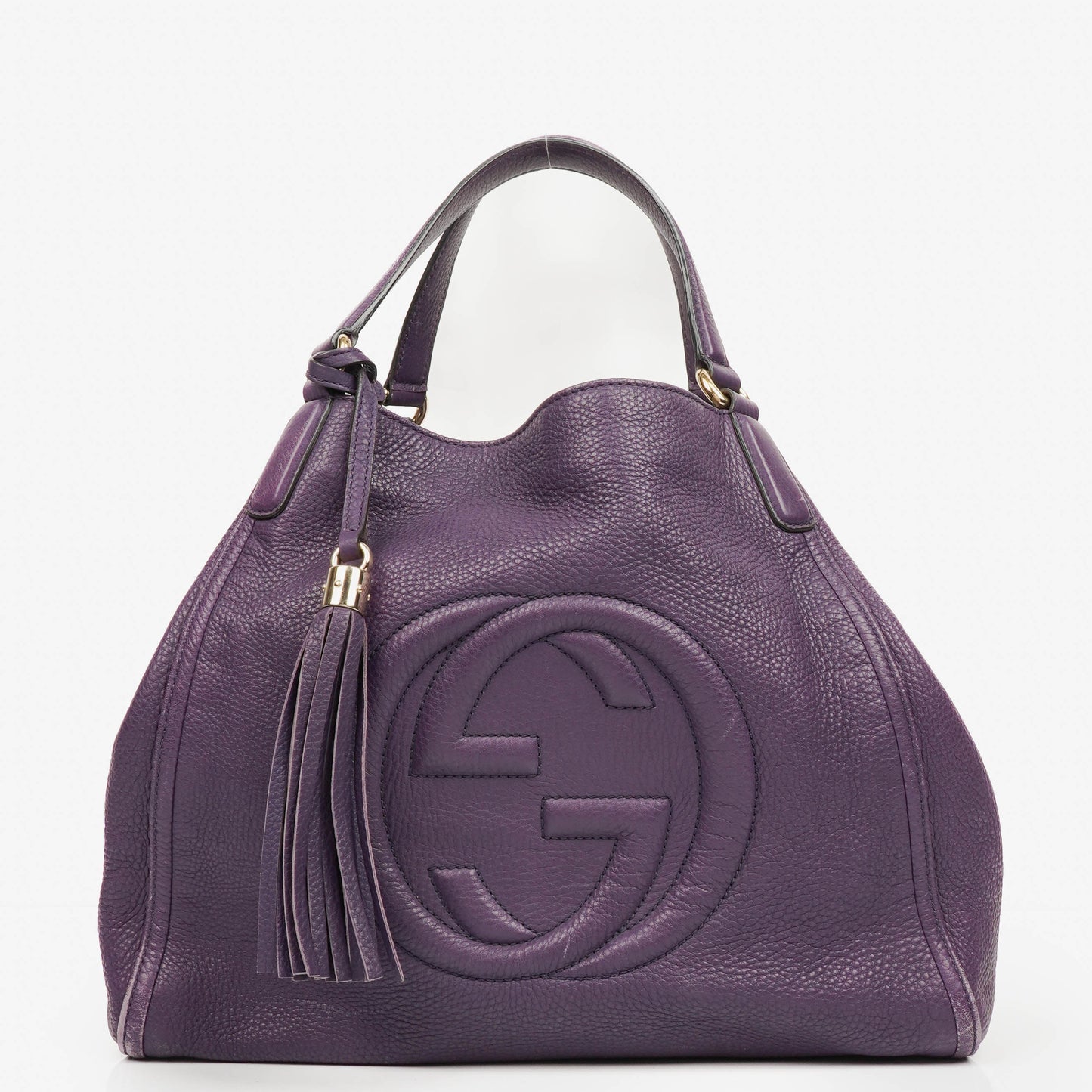 Gucci Purple Pebbled Leather Soho Top Handle Tote Bag