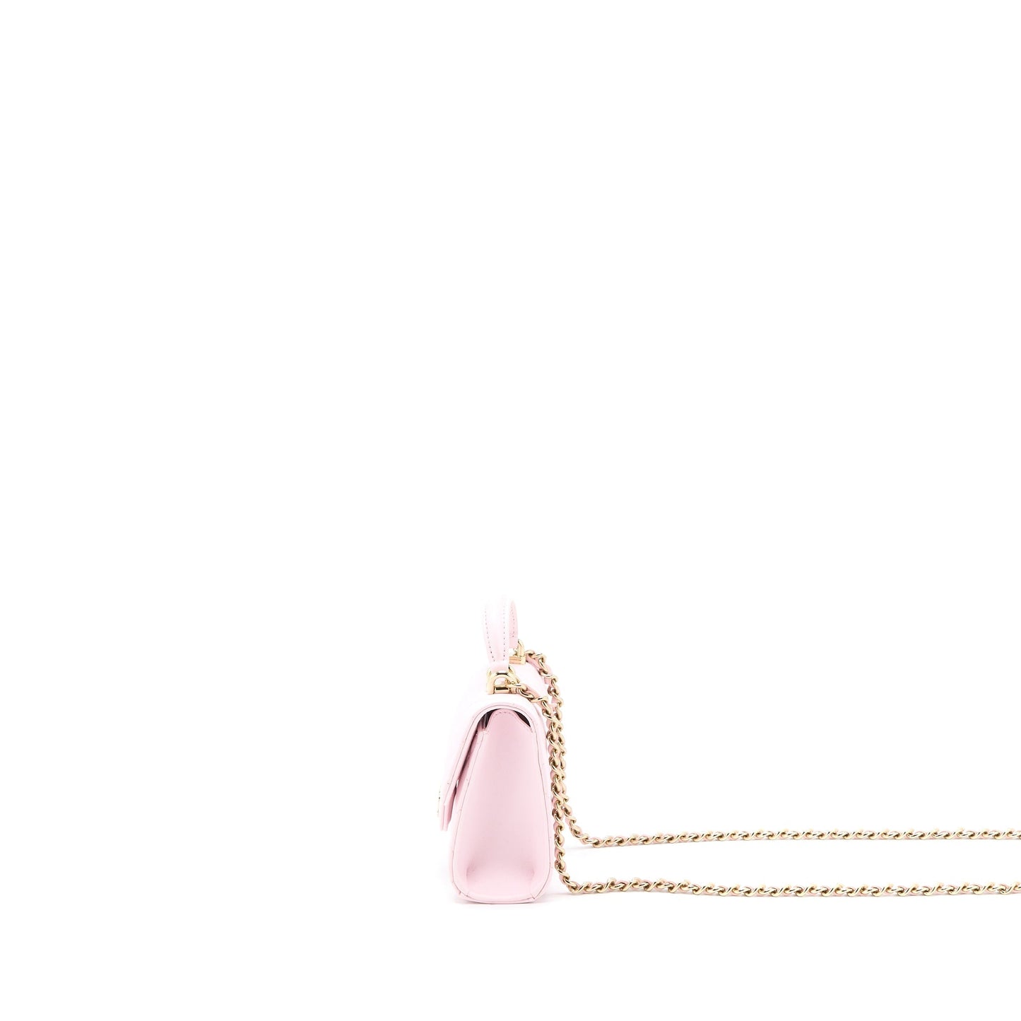 Chanel Top Handle Mini Flap Bag with Chain Lambskin Light Pink L